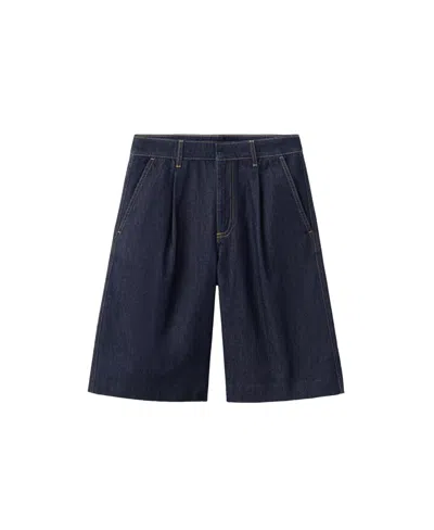 Mango Women's Bermuda Straight-fit Pleated Denim Shorts, 12.2" Inseam In Open Blue