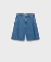 Mango Dart Bermuda Denim Shorts In Medium Blue