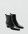 Mango Block Ankle Boots With Square Toe Black In Black