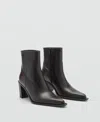 Mango Women's Block Heel Leather Ankle Boots In Brown