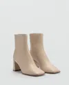 Mango Block Heel Bootie In Nude