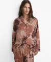 Mango Blurred Print Cotton Pajama Top In Brown