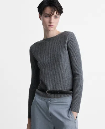 MANGO WOMEN'S BOAT NECK RIBBED SWEATER