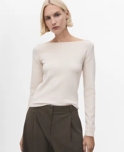Mango Boat Neck Sweater In Neutral