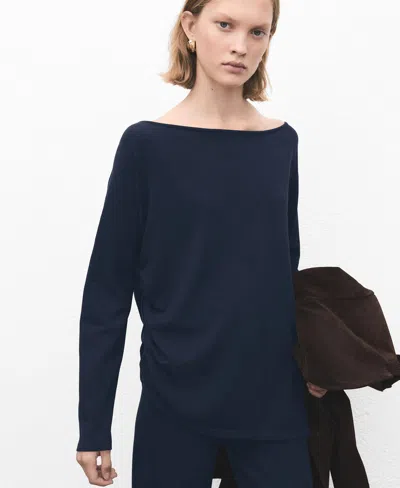 Mango Women's Boat-neck Knitted Sweater In Blue