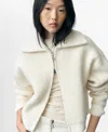 Mango Women's Boucle Wool Blend Jacket In Ecru