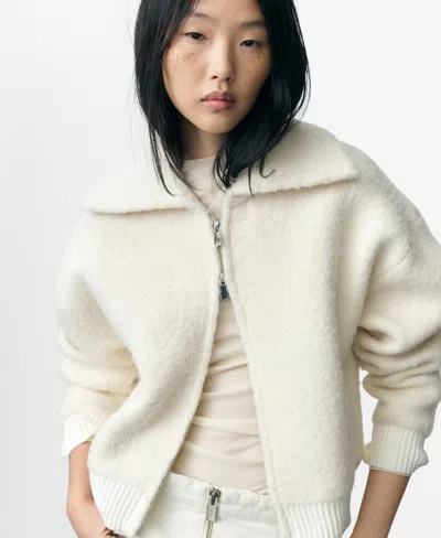 Mango Women's Boucle Wool Blend Jacket In Ecru