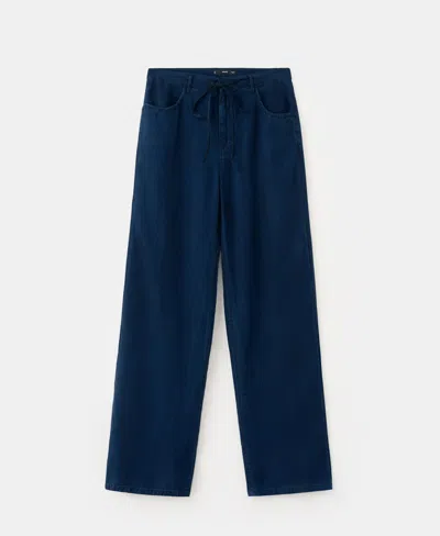 Mango Women's Bow And Belt Denim Jeans In Blue