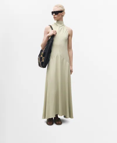 Mango Women's Bow Back Detail Satin Dress In Pastel Green