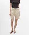 Mango Women's Bow Belt Linen Shorts In Sand