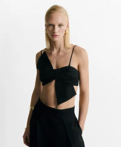 Mango Women's Bow-design Crop Top In Black