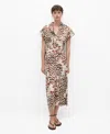 Mango Animal Print Tie Waist Midi Shirtdress In Ecru