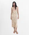 Mango Floral Midi-dress With Bow Ecru