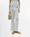 Mango Satin Drawstring Wide Leg Pants