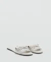 Mango Fringed Sandals With Bow Detail White In White