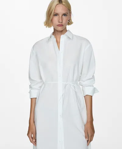 Mango Women's Bow Detail Long Shirt In White