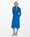 Mango Lyocell Shirt Dress With Bow Blue In Blue