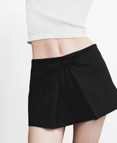 Mango Women's Bow Detail Mini Skort In Black