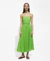 Mango Pleated Dress With Bow Green In Green