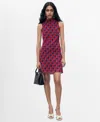 Mango Printed Dress With Bow Detail Violet In Blue