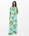 Mango Printed Jumpsuit With Bow Aqua Green In Aqua Green