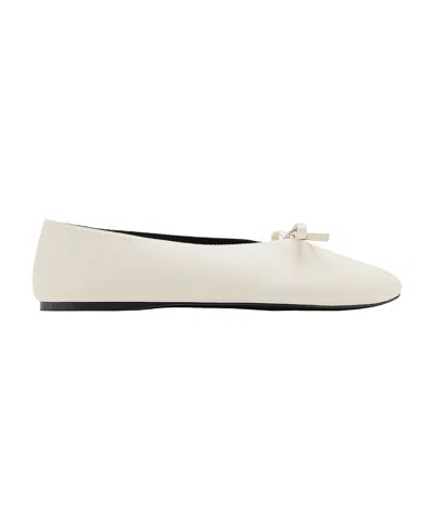 Mango Women's Bow Detail Round Toe Ballet Flats In Ecru