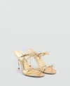 Mango Women's Bow Detail Strappy Heeled Sandals In Gold