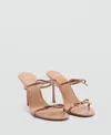 Mango Women's Bow Detail Strappy Heeled Sandals In Nude