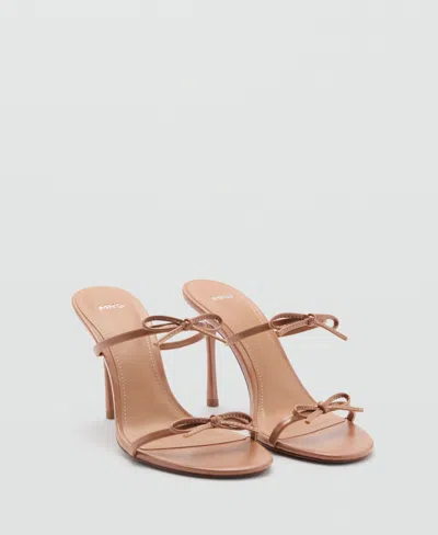 Mango Women's Bow Detail Strappy Heeled Sandals In Nude