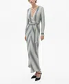 MANGO WOMEN'S BOW DETAIL STRIPE-PRINT DRESS