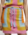 MANGO WOMEN'S BOW FASTENING DETAIL CROCHET MINI SKIRT