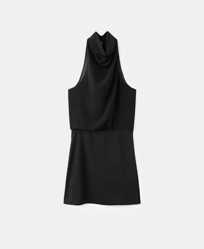 Mango Halter-neck Dress With Bow Black