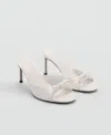 Mango Bow Heel Sandals White In White