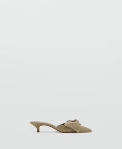 Mango Women's Bow Heeled Leather Shoes In Neutral