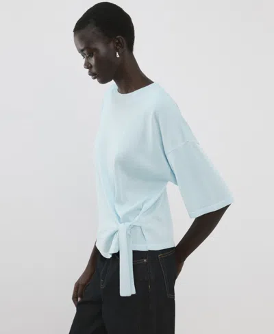 Mango Women's Bow Knit Sweater In Blue