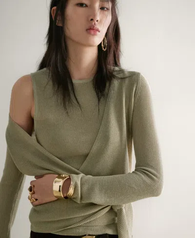 Mango Women's Bow Knitted Cardigan In Green