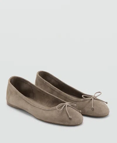 Mango Women's Bow Leather Ballet Flats In Brown