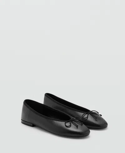 MANGO WOMEN'S BOW LEATHER BALLET FLATS