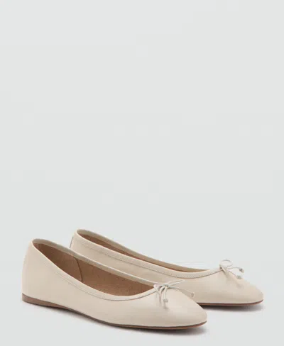 Mango Women's Bow Leather Ballet Flats In Neutral