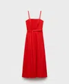 Mango Bow Linen-blend Dress Red In Red