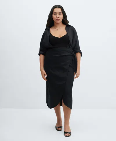 Mango Women's Bow Linen Skirt In Black