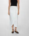 Mango Bow Linen Skirt White In White