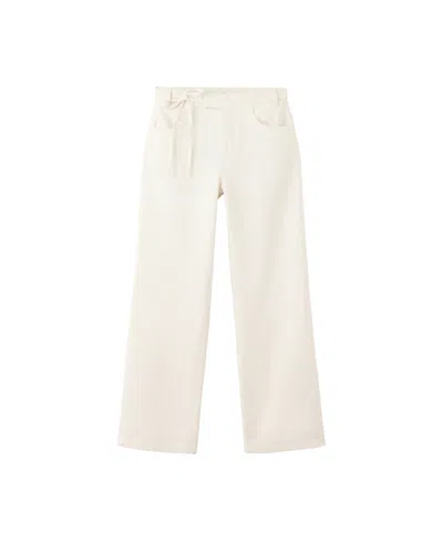 Mango Women's Bow Low-rise Jeans In Ecru