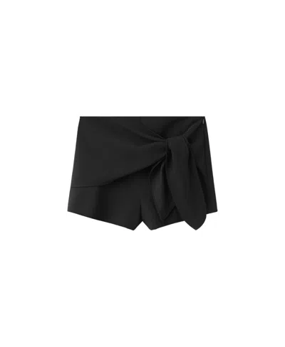 Mango Women's Bow Mid-rise Straight Shorts, 2.36" Inseam In Black