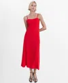 Mango Midi Dress With Bow At Back Red In Red