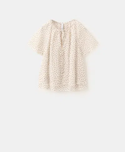Mango Women's Bow Polka-dot Blouse In Off White