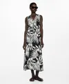 Mango Bow Printed Dress Black In Black
