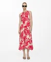 Mango Bow Printed Dress Red In Red