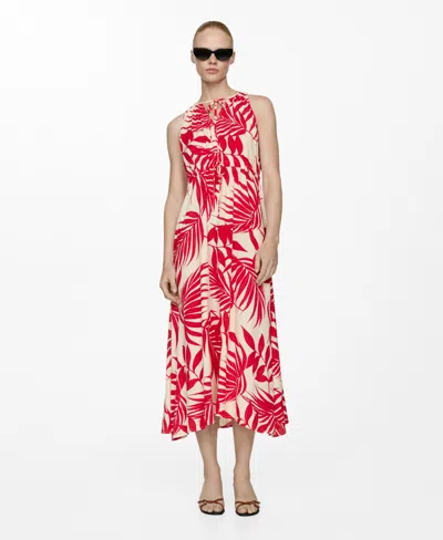 MANGO WOMEN'S BOW PRINTED DRESS
