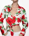 Mango Bow Printed Shirt Red In Red